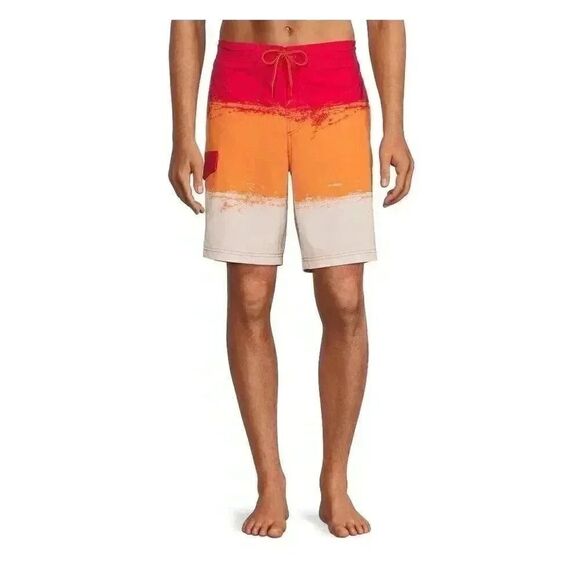 George Men's Above the Knee Red/Orange/White Poly/Spandex Eboard Shorts w Briefs - Picture 2 of 13